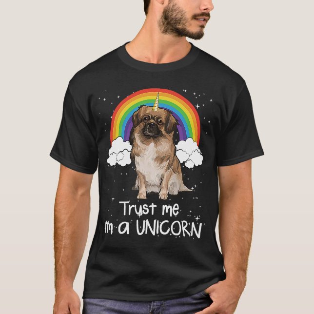 Rainbow Magic Unicorn Tibetischer Spaniel T-Shirt (Vorderseite)