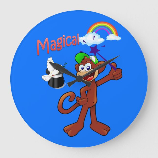 Rainbow Magical Blue Clock Große Wanduhr (Vorderseite)