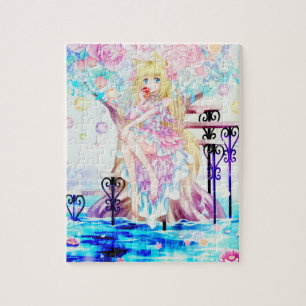 Rainbow Magical Fox Fairy Blume Fantasy Art Puzzle