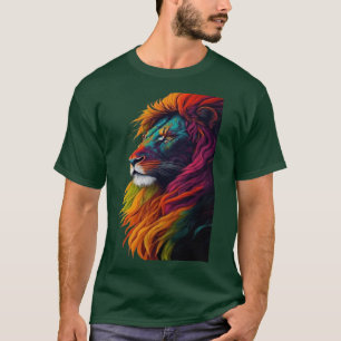 "Rainbow Majestät - Vibrant Lion Art T-Shirt" T -  T-Shirt
