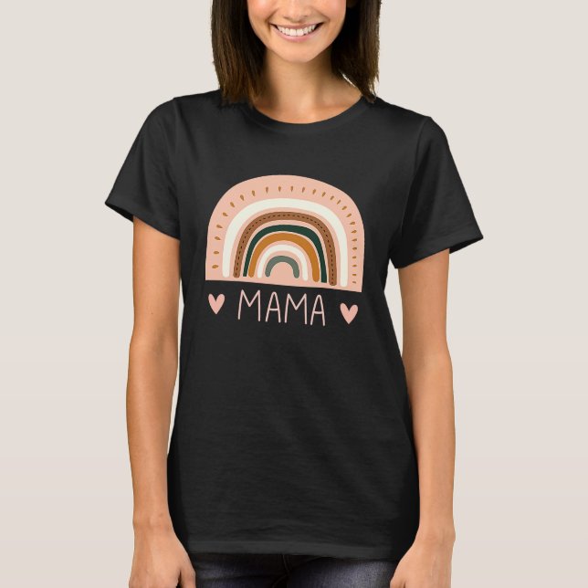 Rainbow Mama V Neck  Boho Style Teacher for Mom T-Shirt (Vorderseite)