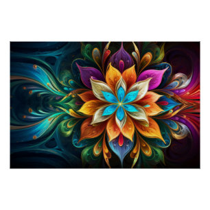 Rainbow Mandala Blume Poster