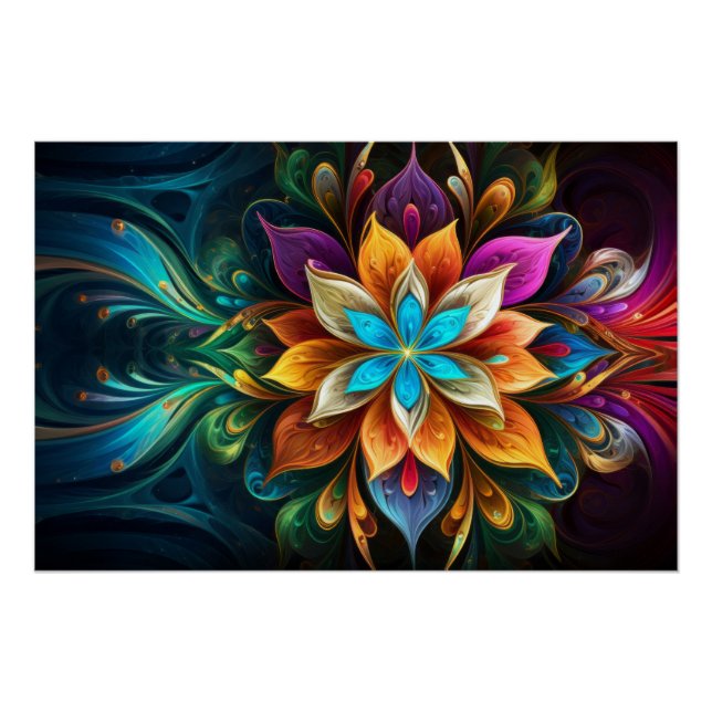 Rainbow Mandala Blume Poster (Vorderseite)