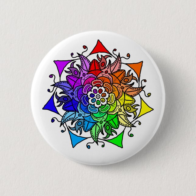 Rainbow Mandala Button (Vorderseite)