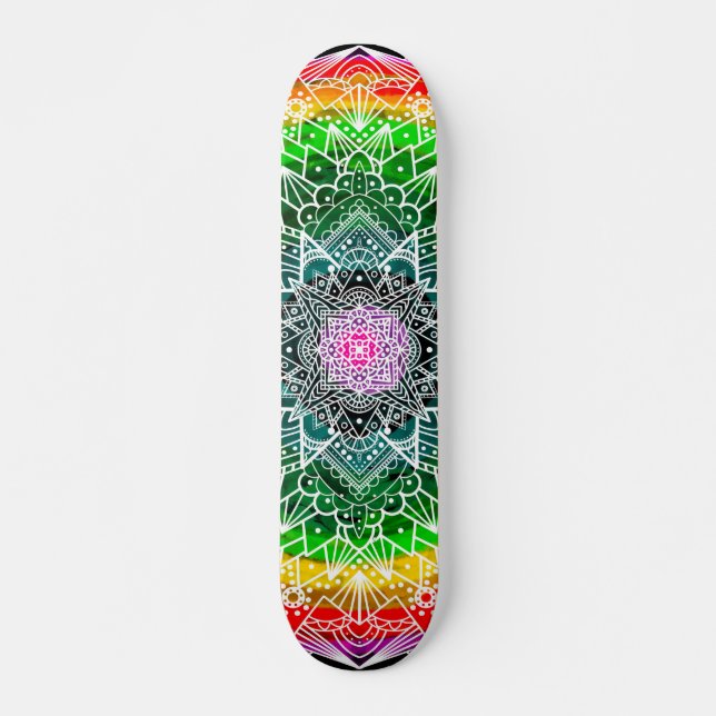 Rainbow Mandala Colorful Skateboard (Vorne)