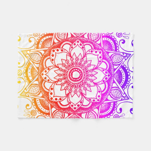 Rainbow Mandala Fleece Blanket (Vorderseite (Horizontal))