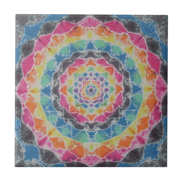 Rainbow Mandala Gefärbte Krawatte PhatDyes Fliese (Vorderseite)