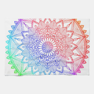 Rainbow Mandala Geschirrtuch