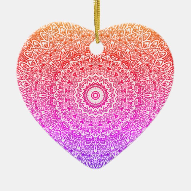 Rainbow Mandala Heart Boho Dekoration / Geschenk (Vorne)