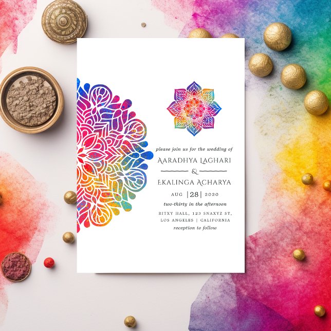 Rainbow Mandala Indian Wedding Einladung (Von Creator hochgeladen)