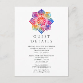 Rainbow Mandala Indian Wedding Guest Details Begleitkarte