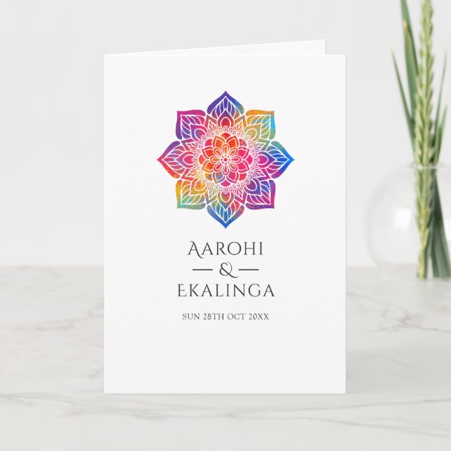 Rainbow Mandala Indian Wedding Programm (Vorderseite)
