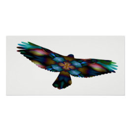 Rainbow Mandala Kaleidoskop Hawk im Flug Poster