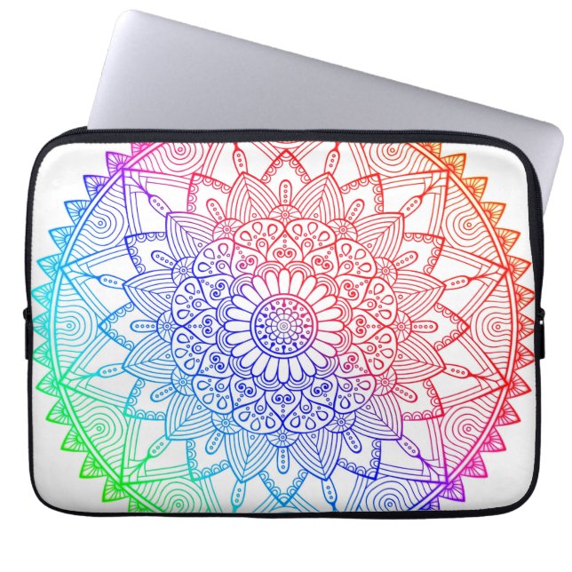 Rainbow Mandala Laptopschutzhülle (Vorderseite)