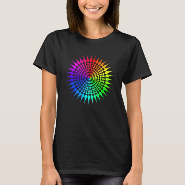 Rainbow Mandala Lotus Blume Sacred Geometry Yoga T-Shirt (Vorderseite)