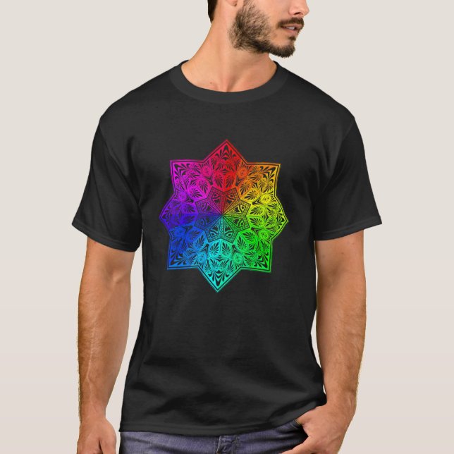 Rainbow Mandala Lotus Flower Sacred Geometry Yoga  T-Shirt (Vorderseite)