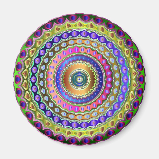 Rainbow Mandala Magnet (Vorne)