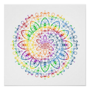 Rainbow Mandala Muster Design Poster