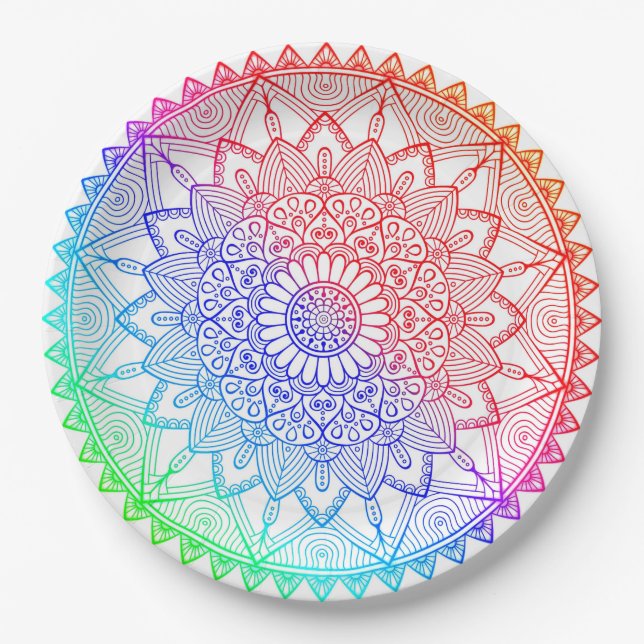 Rainbow Mandala Pappteller (Vorderseite)