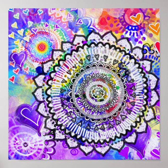 Rainbow-Mandala-Poster Poster (Vorne)