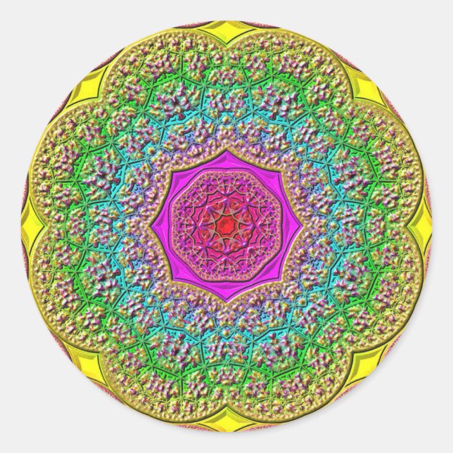 Rainbow Mandala Red Lila Gold Blue Stickers (Vorderseite)