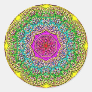 Rainbow Mandala Red Lila Gold Blue Stickers