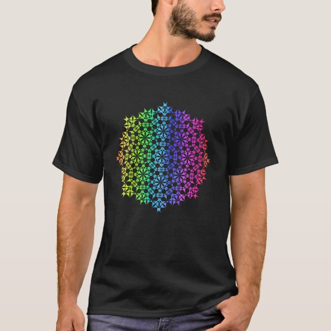 Rainbow Mandala Rosette Flower Geometry Yoga Vibe  T-Shirt (Vorderseite)