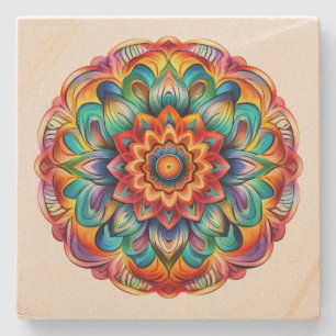 Rainbow Mandala Steinuntersetzer