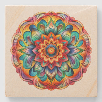 Rainbow Mandala Steinuntersetzer