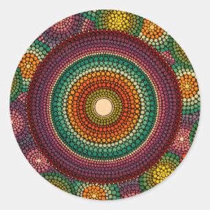 Rainbow Mandala Sticker Hand bemalt