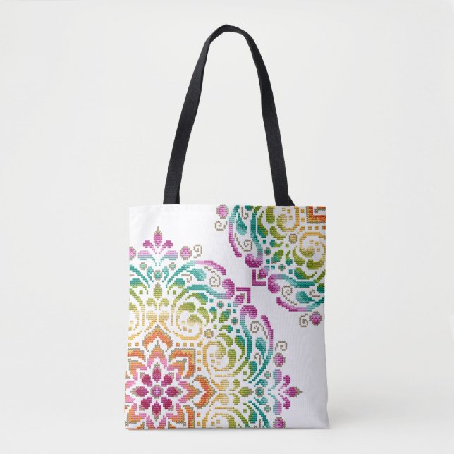 Rainbow Mandala Tote Beutel (Vorderseite)