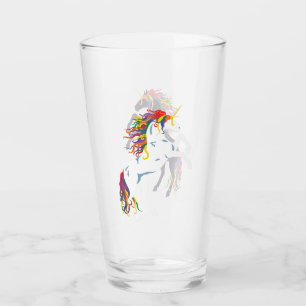 Rainbow Mandel Black Unicorn & White Unicorn Glass Glas