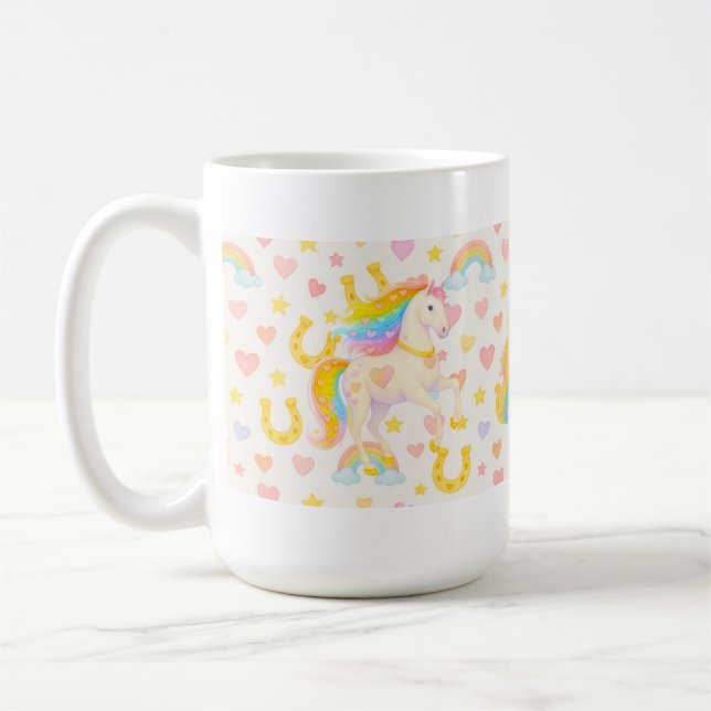 Rainbow Mane Horses Coffee Mug — Cooper & Cody Kaffeetasse (Links)