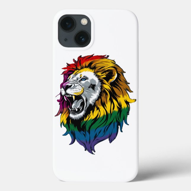 Rainbow Mane Roaring Lion LGBTQ+ Prix iPhone Case (Rückseite)