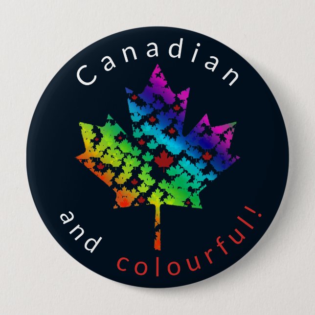 Rainbow Maple Leaf Mosaik Colorful Kanada Button (Vorderseite)