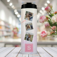 Rainbow Marble Trendy Foto Collage Monogram
