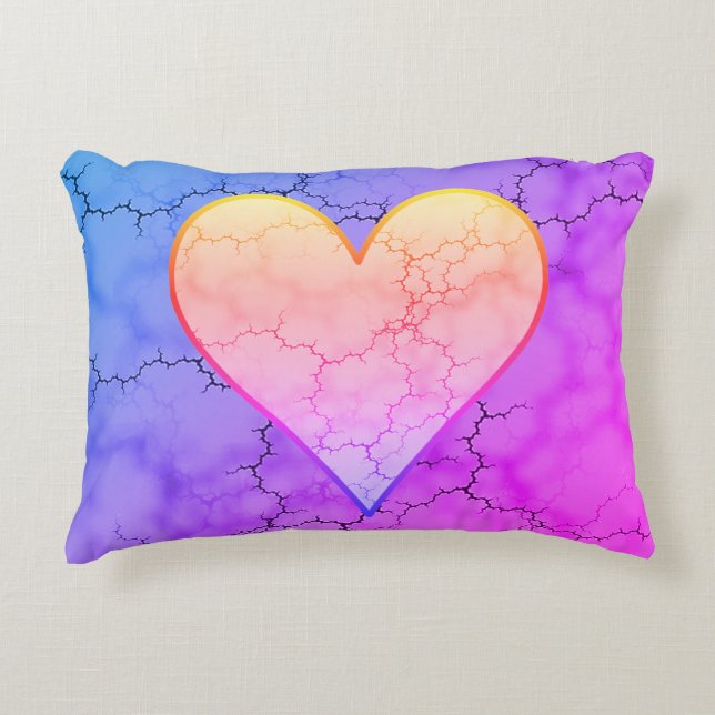 Rainbow Marbled Heart Dekokissen (Vorderseite)