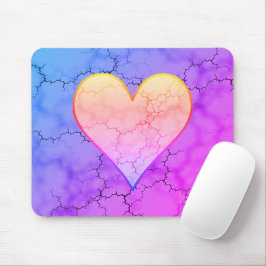 Rainbow Marbled Heart Mousepad