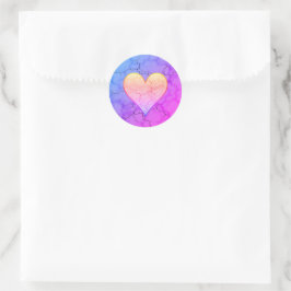 Rainbow Marbled Heart Runder Aufkleber