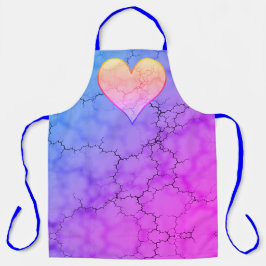 Rainbow Marbled Heart Schürze
