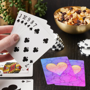 Rainbow Marbled Heart Spielkarten