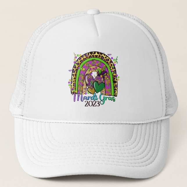 Rainbow Mardi Gras Trucker Hat Truckerkappe (Vorderseite)