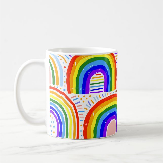 Rainbow Marker Illustration: Childish Seamless Pat Kaffeetasse (Links)
