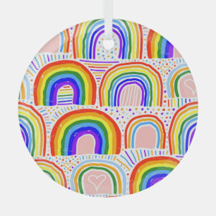 Rainbow Marker Illustration: Childish Seamless Pat Ornament Aus Glas
