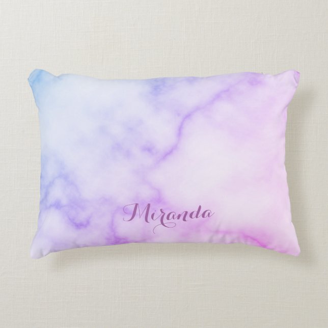 Rainbow-Marmormuster mit Personalisiertem Namen Dekokissen (Vorderseite)