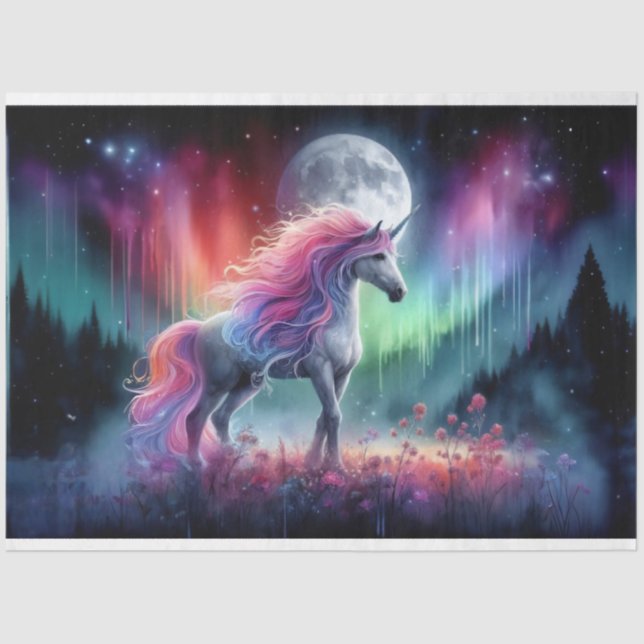 Rainbow Meadow Unicorn Tissue Seidenpapier (Vorderseite)