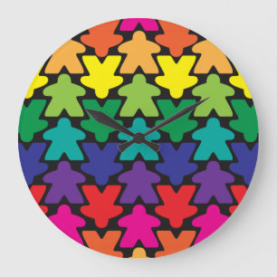 Rainbow Meeple Clock Große Wanduhr