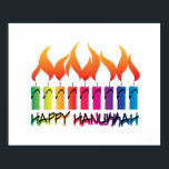 Rainbow Menorah Hanukkah Greeting Poster<br><div class="desc">Zeitgenössischer Regenbogen menorah candelabrum,  der zur Feier des jüdischen Urlaubs Hanukkah,  auch bekannt als das Festival der Lichter,  verwendet wurde.</div>