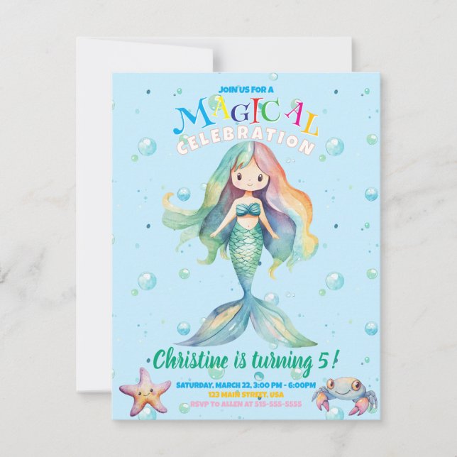 Rainbow Mermaid Flat Card (Vorderseite)