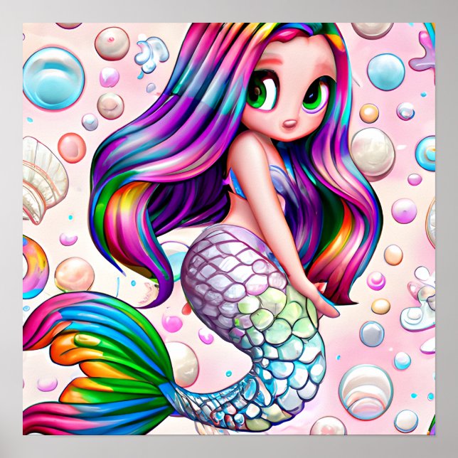 Rainbow Mermaid Poster (Vorne)